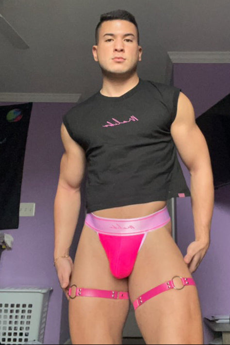 Muscle-Fit Crop Half-Sleeve Tee - Black