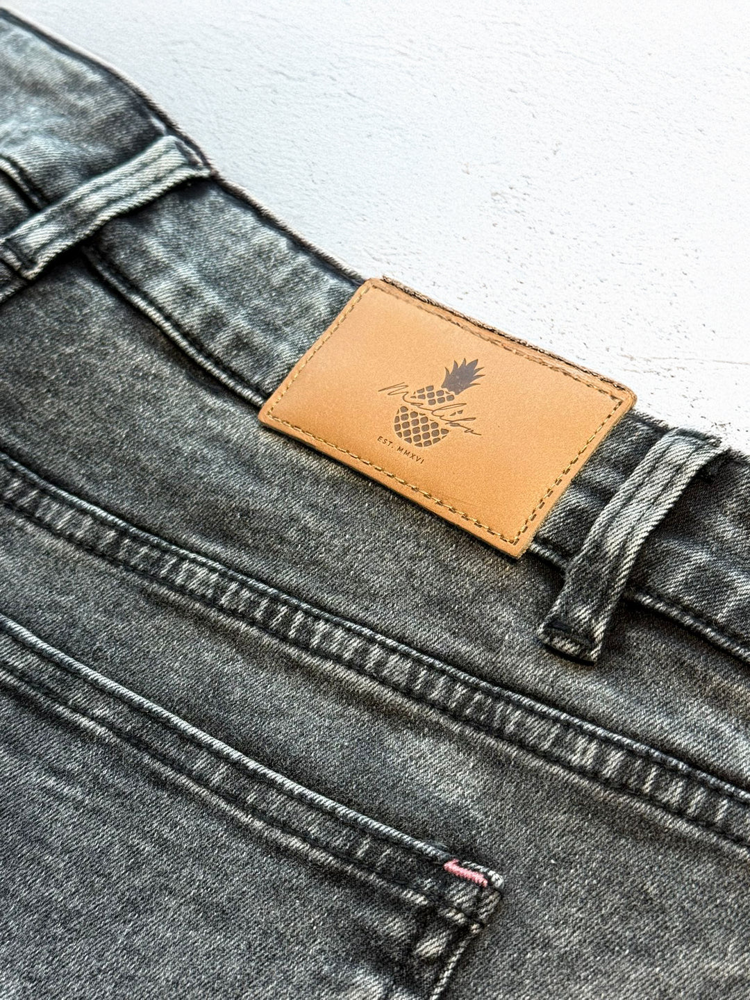 Acid Washed Distressed Booty Shorts  - Black