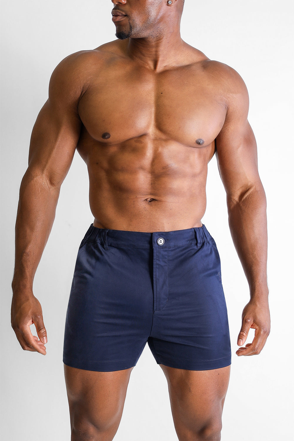 Muscle-fit Men's 4'' Stretchy Chino Shorts - Navy
