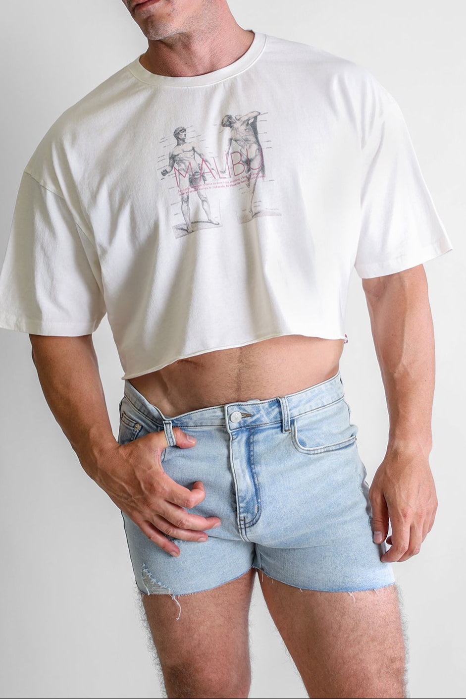 Vintage-Washed Drop-Shoulder Crop Tee - Anatomy