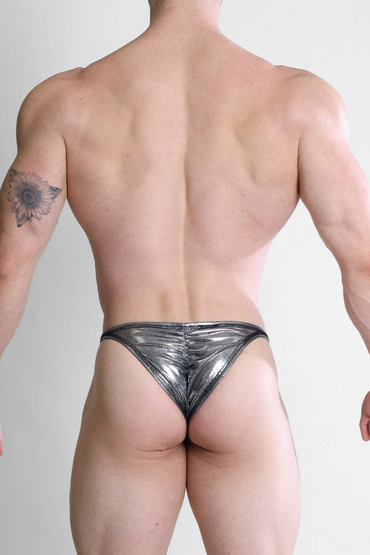 Luna Scrunch-Butt Thong - Metallic Silver
