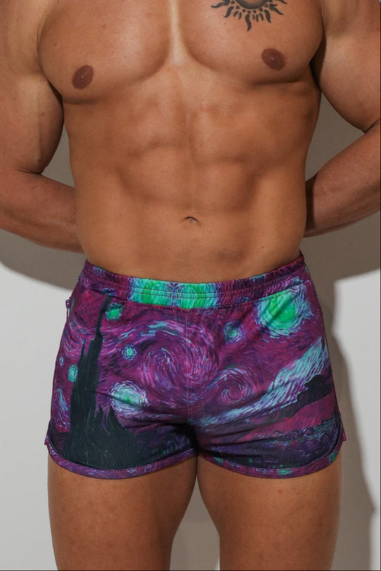 2" Side Split Booty Shorts - Starry Night