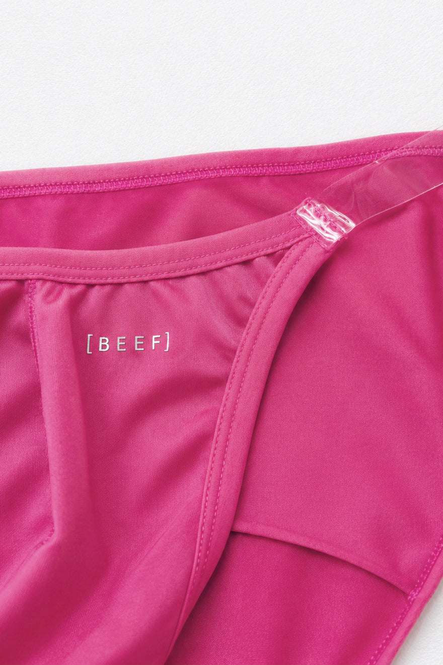 Clear Side Satin Briefs - Hot Pink