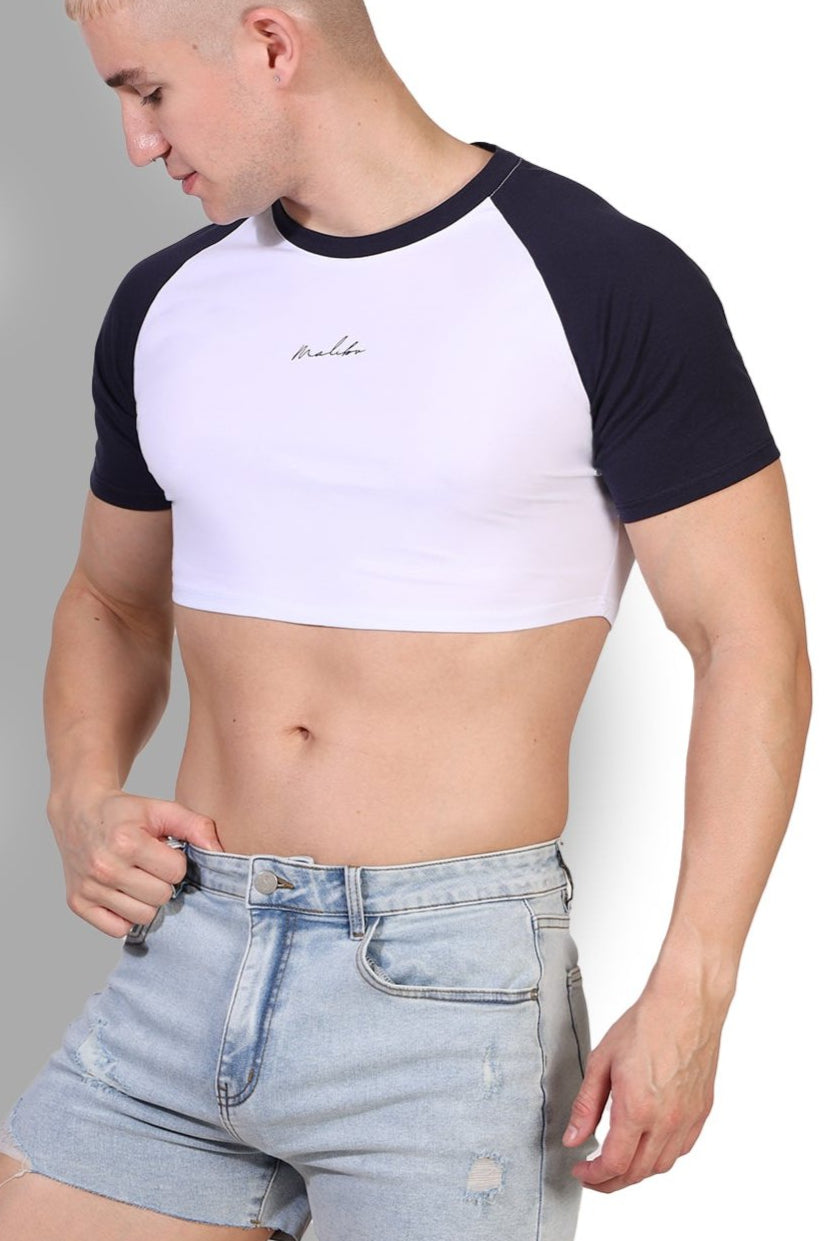 Muscle-Fit Crop Tee - Malibu Script