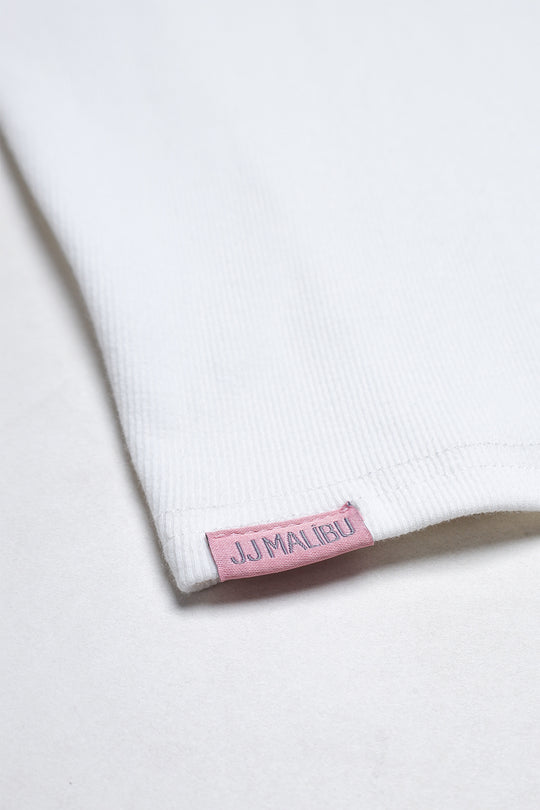 Cap Sleeve Rib Knit Crop Top - Ivory