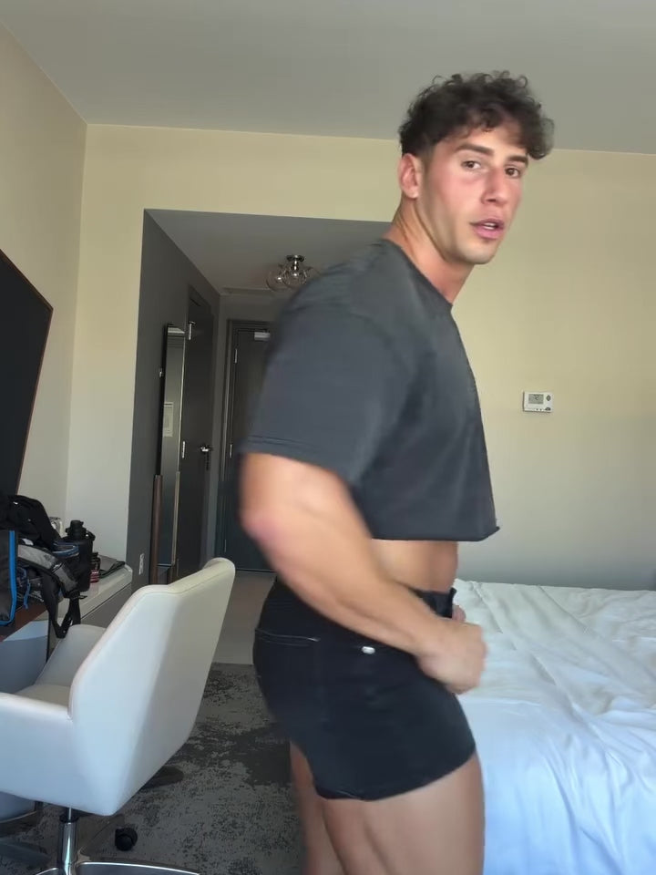 Peek-A-Boo Denim Shorts - Black