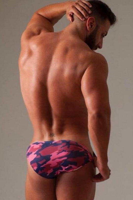Men's Slimmer Bulge Briefs - Pink Camo